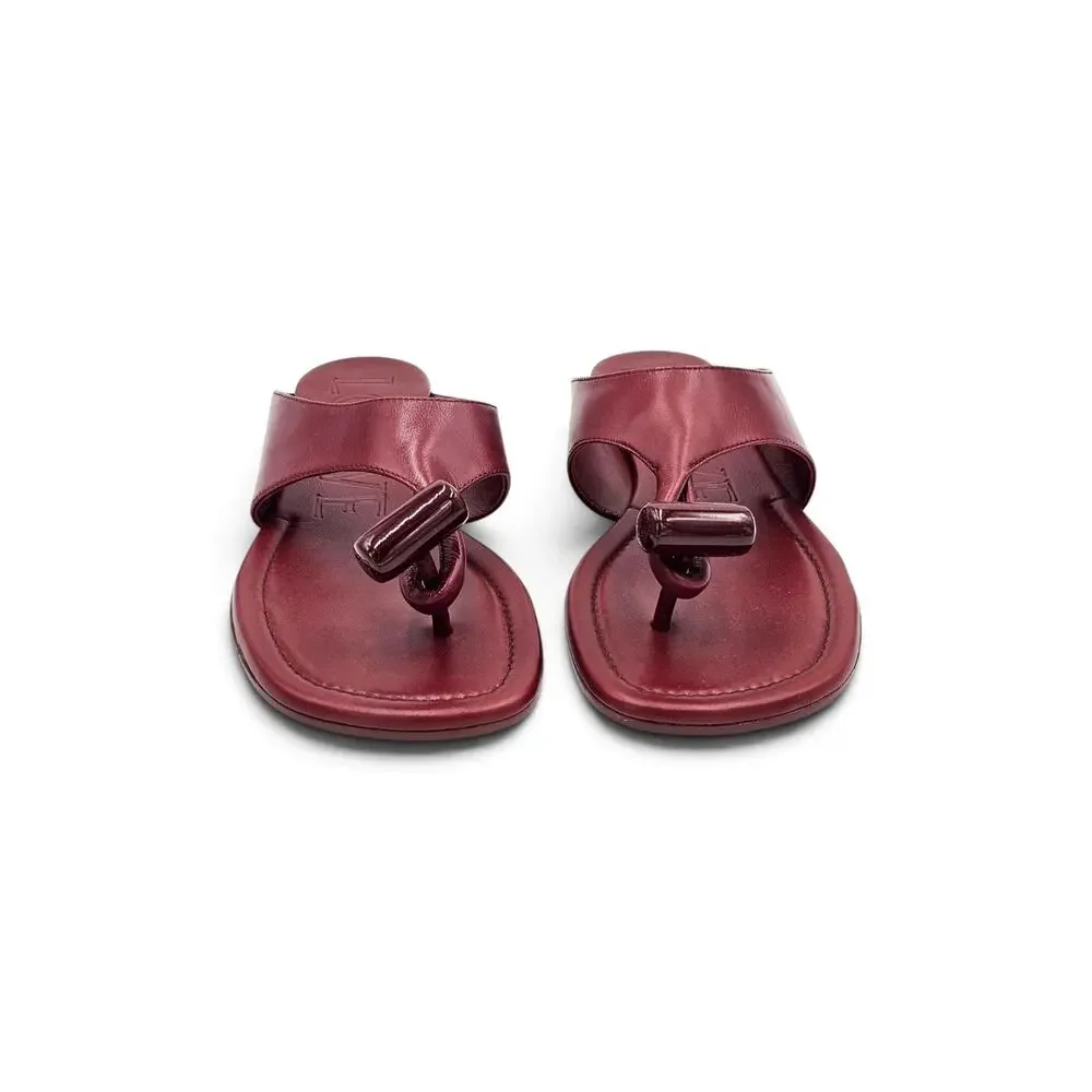 Loewe Toggle Flat Sandals Calfskin Leather Burnt Red EU 38 US 8 - NWB $1100